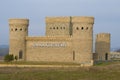 A fragment of the restored fortress of the ancient city of Shemakha in the January afternoon