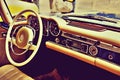 Fragment retro car dashboard. Royalty Free Stock Photo