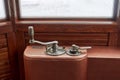 Fragment of a retro tram cabin with carriage controls Royalty Free Stock Photo
