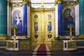Fragment of rich decorated interior of ancient Saint Isaac`s orthodox cathedral
