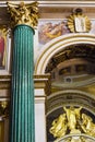 Fragment of rich decorated interior of ancient Saint Isaac`s orthodox cathedral