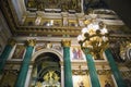 Fragment of rich decorated interior of ancient Saint Isaac`s orthodox cathedral