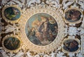 Fragment of the rich interior decoration of the ceiling in the Doge`s Palace in Venice, Italy Royalty Free Stock Photo