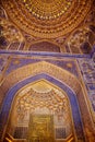 Fragment of a richly decorated wall inside the Sherdor Madrasah on Registan Square in Samarkand. 29.04.2019