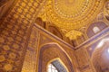 Fragment of a richly decorated wall inside the Sherdor Madrasah on Registan Square in Samarkand. 29.04.2019