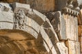 Fragment of ruins of an ancient greek building antique amphitheater in Myra, now Demre, Turkey Royalty Free Stock Photo