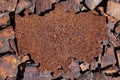 Fragment rusty sheet iron as design element for writing your text Royalty Free Stock Photo
