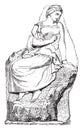Fragment of a sculpture of the Temple of Olympian Jupiter, vintage engraving