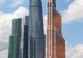 Fragment of the skyscrapers of the business and financial center Moscow-City Royalty Free Stock Photo