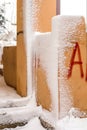 Fragment of snow-covered wall Royalty Free Stock Photo