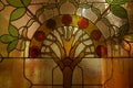 Fragment of stained glass in the Art Nouveau style at the exhibition of the Petersburg Art Nouveau