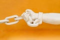 Fragment of a statue of Atlas of the hand holding a chain Royalty Free Stock Photo