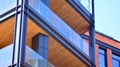 A fragment of the steel and glass metal facade of building. Royalty Free Stock Photo