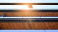 A fragment of the steel and glass metal facade of building. Royalty Free Stock Photo