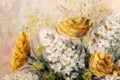 Close up of Chrysanthemum and Lilacs Flowers Oil Painting Royalty Free Stock Photo