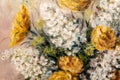 Close up of Chrysanthemum and Lilacs Flowers Oil Painting Royalty Free Stock Photo