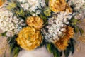 Close up of Chrysanthemum and Lilacs Flowers Oil Painting Royalty Free Stock Photo