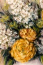 Close up of Chrysanthemum and Lilacs Flowers Oil Painting Royalty Free Stock Photo