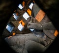 Fragment stone murals at the Borobudur Temple Indonesian island of Java.