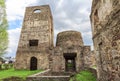 Fragment of stone old ruins overgrown with plants Royalty Free Stock Photo