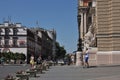 Fragment of streets, buildings Opera House and other buildings, passers people