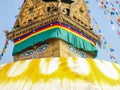 Fragment of Swayambhunath Stupa with Buddha`s eyes, Kathmandu, Nepal Royalty Free Stock Photo