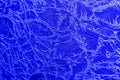 Fragment of the texture frost patterns on the window glass , blue color tone. Royalty Free Stock Photo