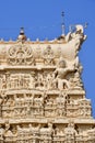 Fragment of the tower of Shri Padmanabhaswamy temple, Trivandrum, Kerala, India