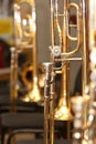 Fragment of the trombones Royalty Free Stock Photo