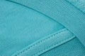 Fragment of a turquoise t-shirt shot close-up