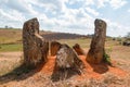 Fragment of unique archaeological site which was destroyed from exploded cluster bombs - Plain of Jars.
