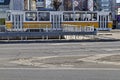 Fragment of urban infrastructure with tram route, subway and street