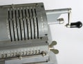 Fragment of vintage mechanical arithmometer