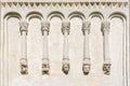 Fragment of wall of church with stone carvings Royalty Free Stock Photo