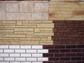 Fragment wall with different types of decorative coating