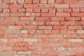 Fragment of a wall made of red brick and cement Royalty Free Stock Photo