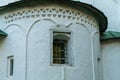 Pskov, Russia, September 6, 2023. Fragment of the round tower of an ancient church. Royalty Free Stock Photo