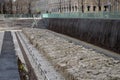 Fragment of wall of White City on Khokhlovskaya Square, unique historical artifact, archeological monument of federal significance