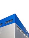 fragment of a warehouse building or factory in perspective on a white background Royalty Free Stock Photo