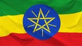 Fragment of a waving flag of the Republic of Ethiopia in the form of background