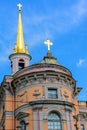 Fragment of Western facade of Mikhailovsky Castle in Saint-Petersburg, Russia. Royalty Free Stock Photo