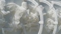 Fragment of white multi-figured bas-relief made of plastic mesh by artists Recycle Group. Art composition `Artificial Environment` Royalty Free Stock Photo
