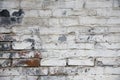 Fragment of whitewashed old brick wall, background Royalty Free Stock Photo