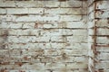 Fragment of whitewashed old brick wall, background Royalty Free Stock Photo