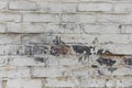 Fragment of whitewashed old brick wall, background Royalty Free Stock Photo