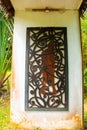 Fragment wood carving. The main entrance of the Kuching to Sarawak Culture village. Malaysia