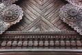 Fragment of wooden carving on a Traditional russian house terem. Wood carved
