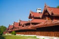 Fragment of a wooden palace complex in the old city. Mandalay. Burma