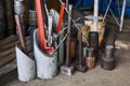 Fragment of the workshop interior with details of drilling equipment and various tools Royalty Free Stock Photo