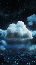Fragmented Data Points Forming Ethereal Clouds Hovering Over a Dazzling Digital Background Royalty Free Stock Photo
